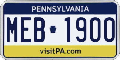 PA license plate MEB1900
