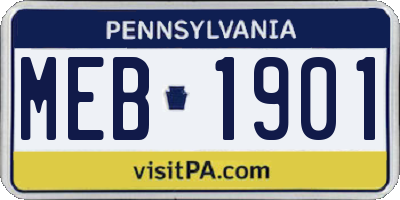 PA license plate MEB1901