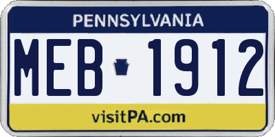 PA license plate MEB1912