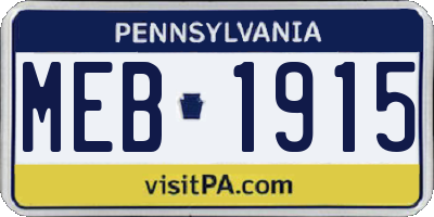 PA license plate MEB1915