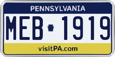 PA license plate MEB1919