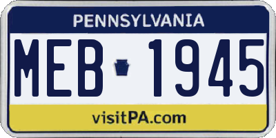 PA license plate MEB1945