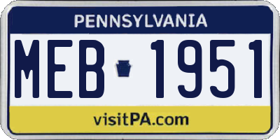 PA license plate MEB1951