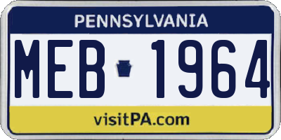 PA license plate MEB1964