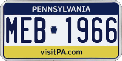 PA license plate MEB1966