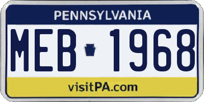 PA license plate MEB1968