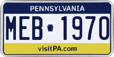 PA license plate MEB1970