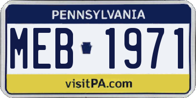PA license plate MEB1971