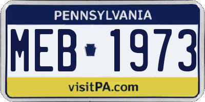 PA license plate MEB1973