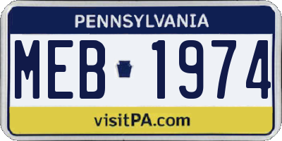 PA license plate MEB1974