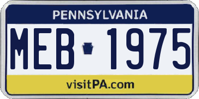 PA license plate MEB1975