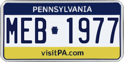 PA license plate MEB1977