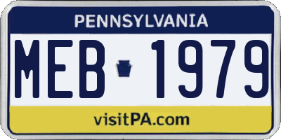 PA license plate MEB1979