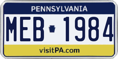 PA license plate MEB1984
