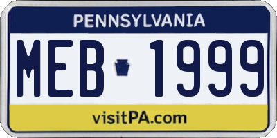 PA license plate MEB1999