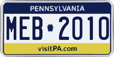PA license plate MEB2010