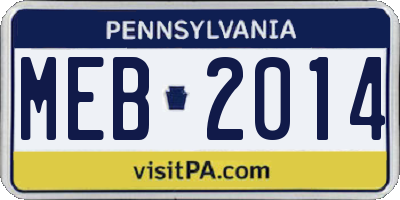 PA license plate MEB2014