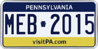 PA license plate MEB2015