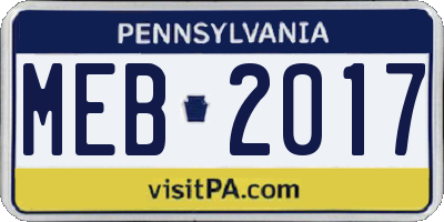 PA license plate MEB2017
