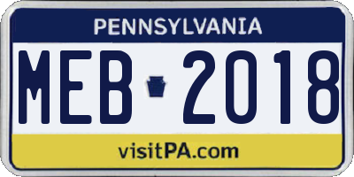 PA license plate MEB2018