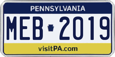 PA license plate MEB2019