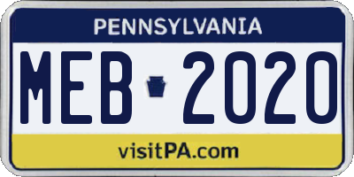 PA license plate MEB2020