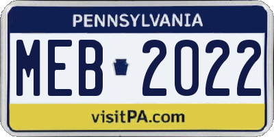 PA license plate MEB2022