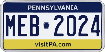 PA license plate MEB2024