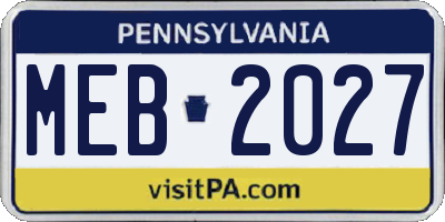 PA license plate MEB2027