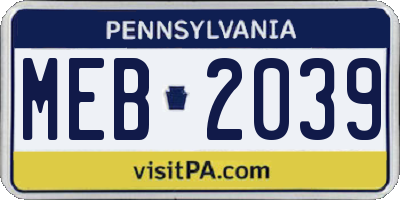 PA license plate MEB2039