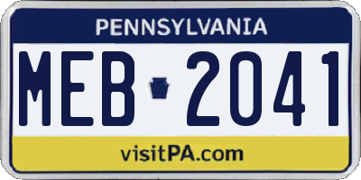 PA license plate MEB2041