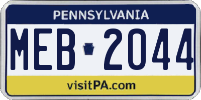 PA license plate MEB2044