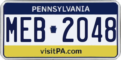 PA license plate MEB2048
