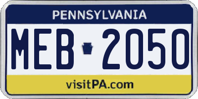 PA license plate MEB2050