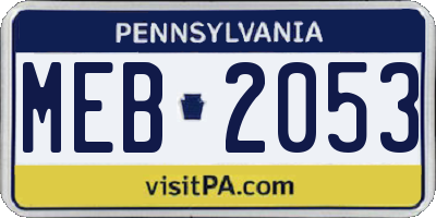 PA license plate MEB2053