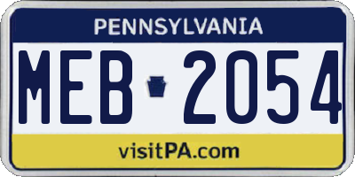 PA license plate MEB2054