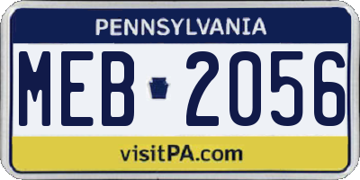 PA license plate MEB2056