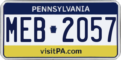 PA license plate MEB2057