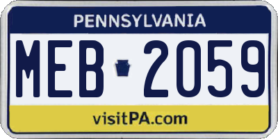 PA license plate MEB2059