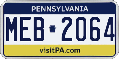 PA license plate MEB2064
