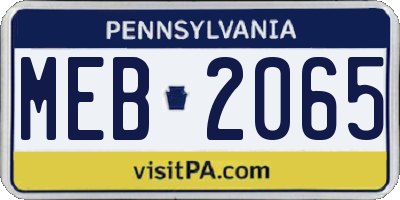 PA license plate MEB2065
