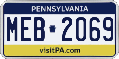 PA license plate MEB2069