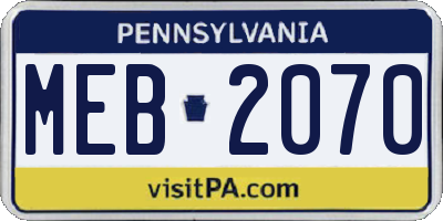 PA license plate MEB2070