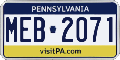 PA license plate MEB2071