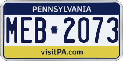 PA license plate MEB2073