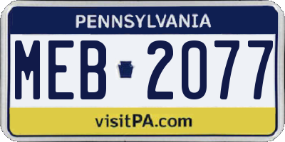 PA license plate MEB2077