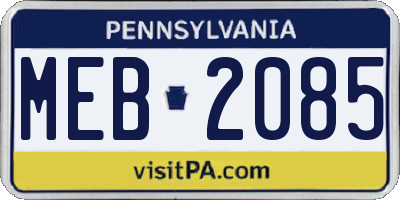 PA license plate MEB2085