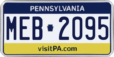PA license plate MEB2095