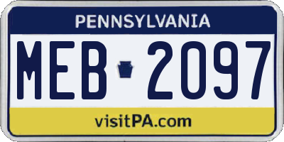 PA license plate MEB2097