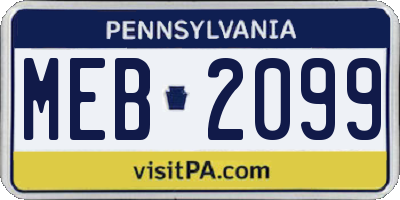 PA license plate MEB2099